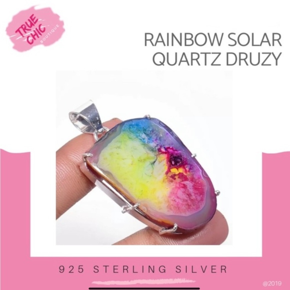 Rainbow Solar Quartz Ethnic Pendant